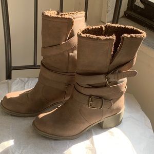 Leila Stone Adlette Brown Moto Boots